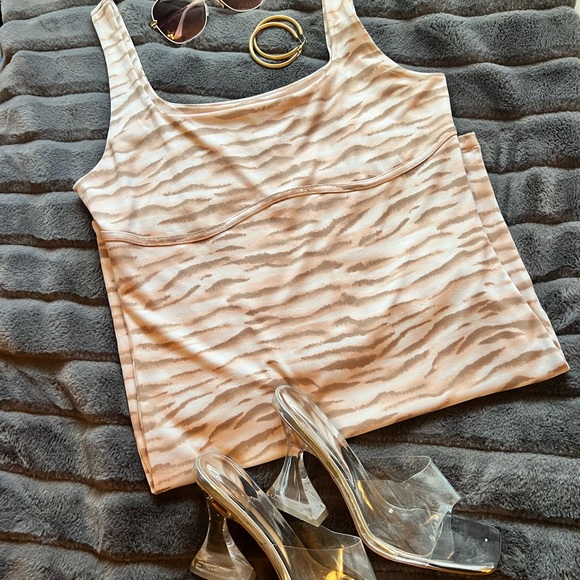 Taupe/ Cream Knit Body Con Dress - Picture 5 of 5